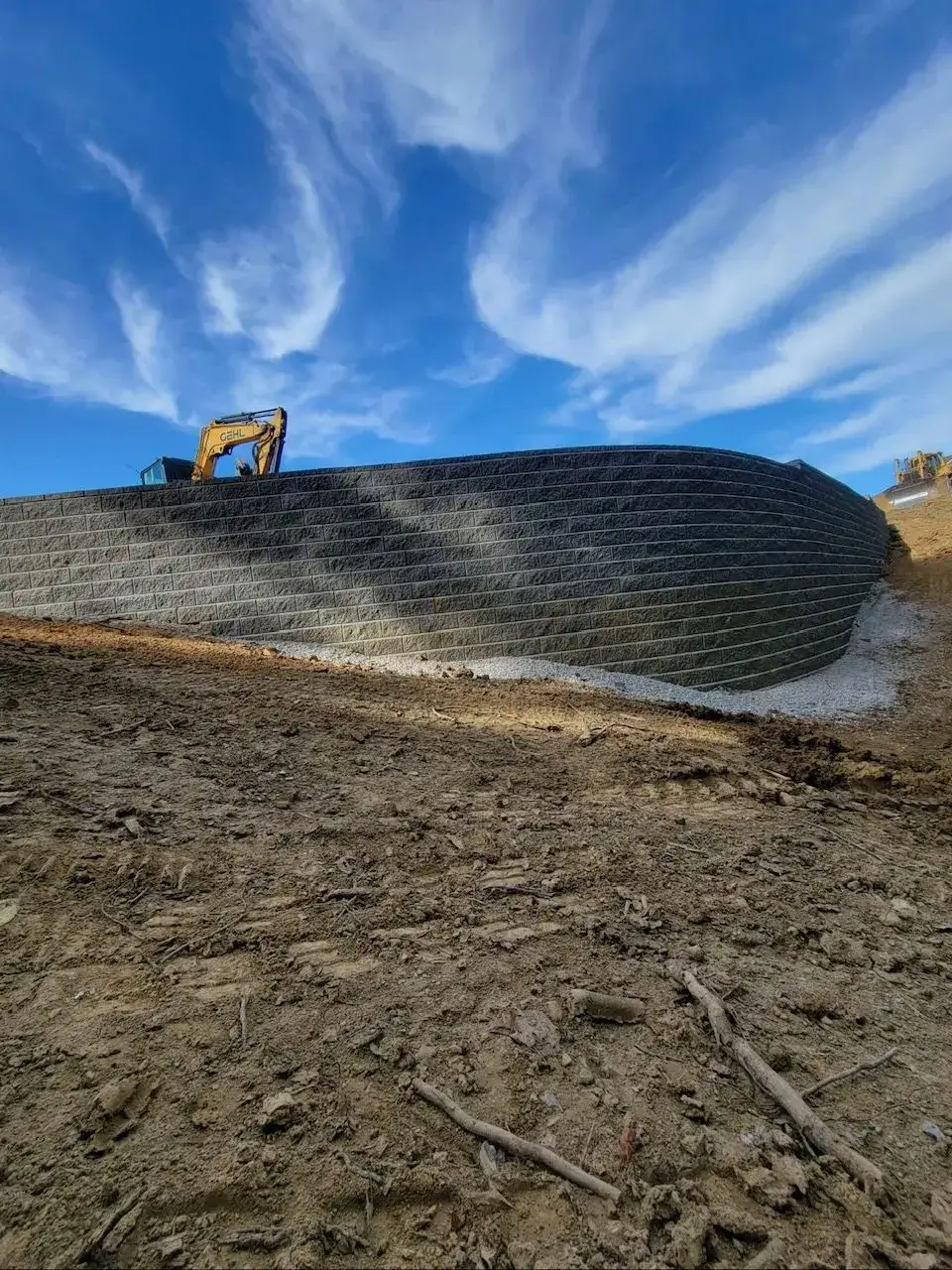 Block retaining wall build